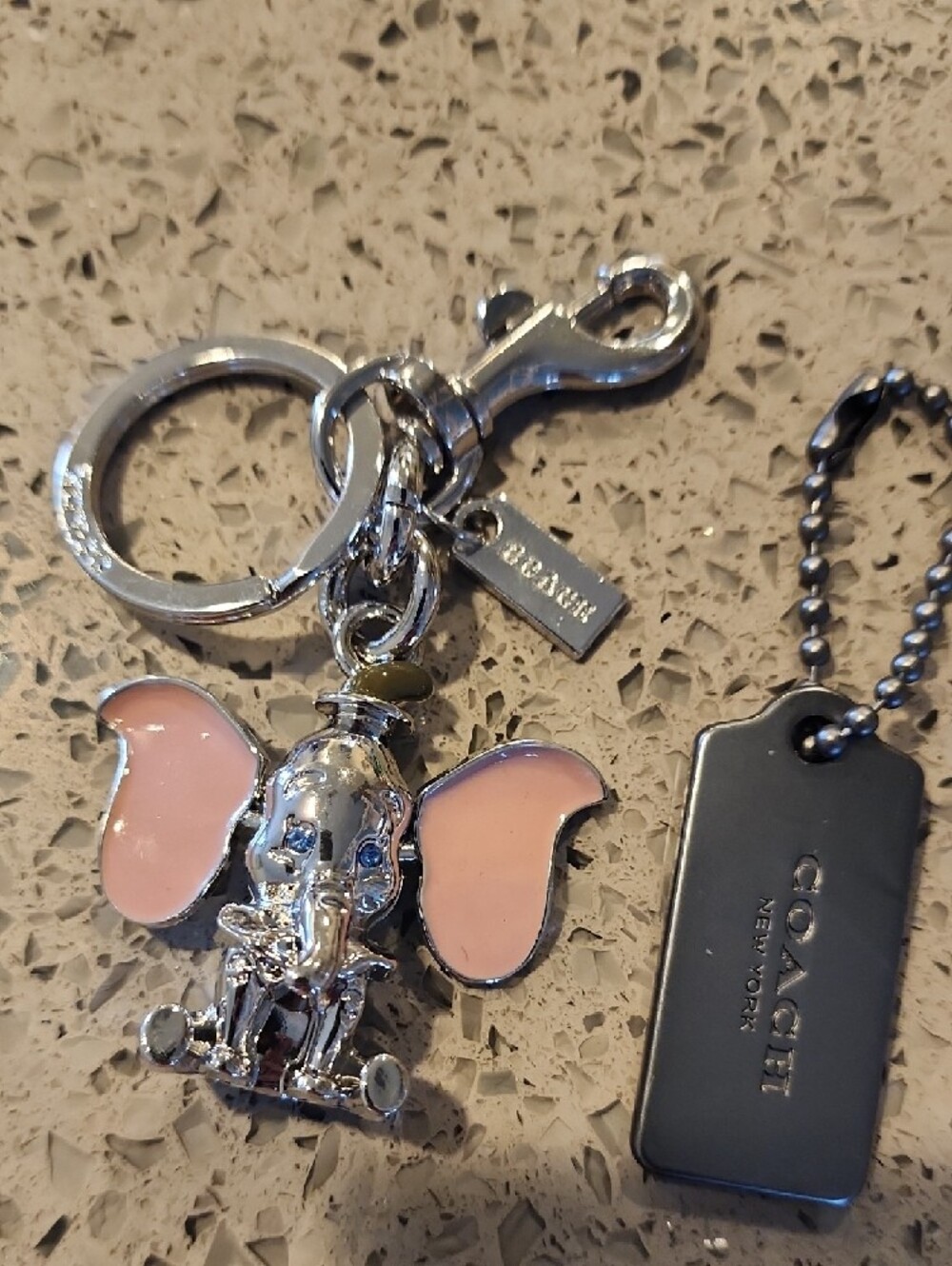 Coach Style Silver Dumbo Keychain with Pink Ears And Hangtag Combo - Picture 3 of 5